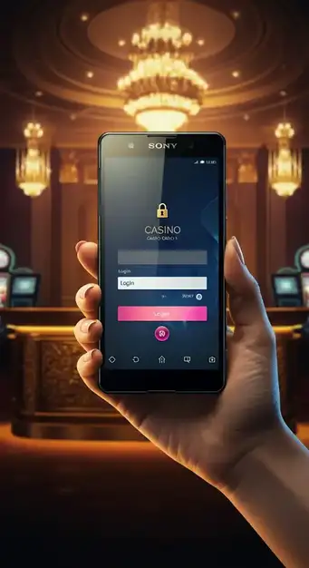 Sichere Login-Maske des ViggoSlots Casinos auf einem Mobilgerät mit Eingabefeldern für E-Mail und Passwort